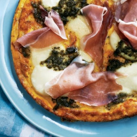 FRITTATA-Mozzarella and Walnut Pesto Frittata With Prosciutto