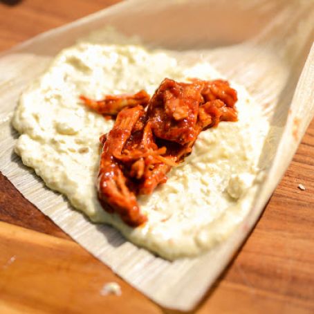 Tamales With Red Chili and Chicken Filling
