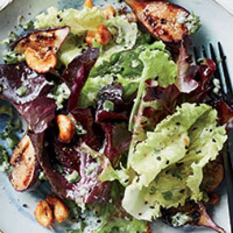 Grilled Fig Salad with Spiced Cashews