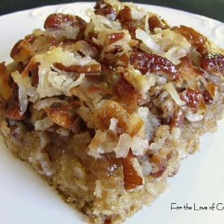 Oatmeal Cake with Coconut Pecan Frosting