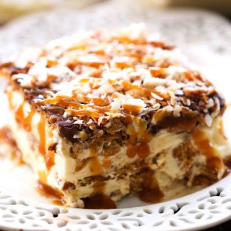 No Bake Samoa Eclair Cake