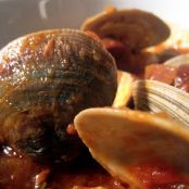 Clam Stew with Shiitakes, Cinzano, Chorizo and Garlic Bread