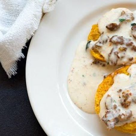 Sweet Potato Biscuits with Chorizo Gravy