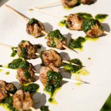 Grilled Lamb Meatballs with Salsa Verde
