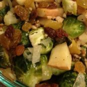 Roasted Brussels Sprouts with Apples, Golden Raisins, and Walnuts