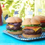 Redeye Rubbed Burgers with Worcestershire-Glazed Onions