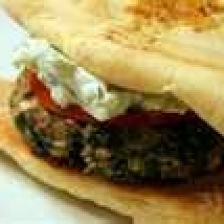 Chicken or Turkey Spanakopita Burgers and Fries with Yogurt Dip(Rachael Ray)