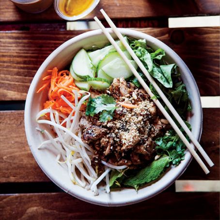 Lemongrass Pork and Rice Noodle Bowl
