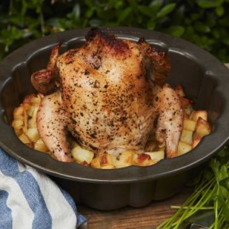 Grilled Bundt-Pan Provencal Chicken w/Roasted Potatoes