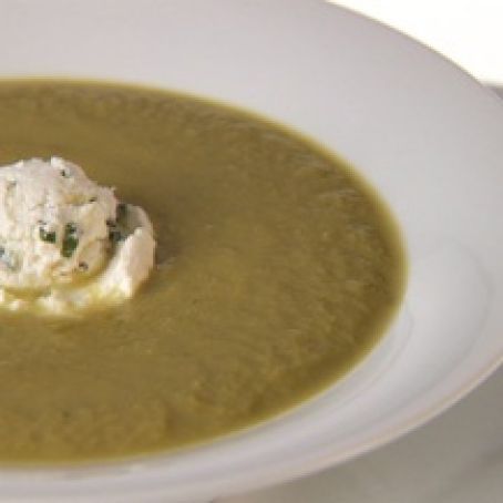 Asparagus Soup with Herbed Goat Cheese