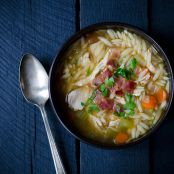 One Pot Chicken and Bacon Orzo Soup