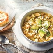 Chicken Posole with Bean and Cheese Puffs