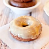 Baked Chocolate Peanut Butter Donuts with Vanilla Peanut Butter Glaze