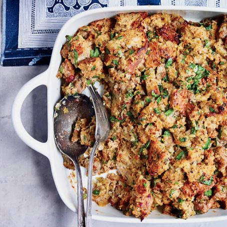 Multigrain Bread Stuffing with Sausage and Herbs