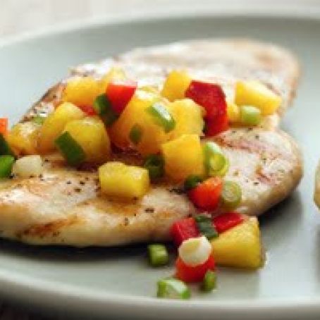 Grilled Chicken Breasts with Georgia Peach  Salsa