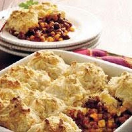 Taco Beef Bake with Cheddar Biscuit Topping