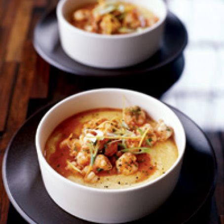Very Soft Polenta with Rock Shrimp Ragout