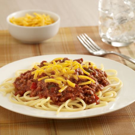 SLOPPY JOE TOPPED SPAGHETTI