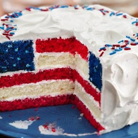 Red, White and Blue Layered Flag Cake