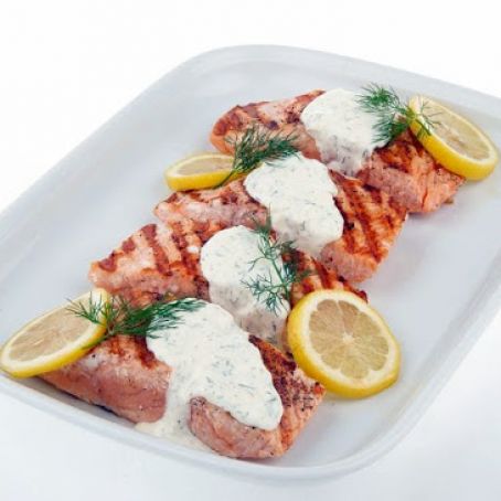 Grilled Salmon with Creamy Dill Sauce
