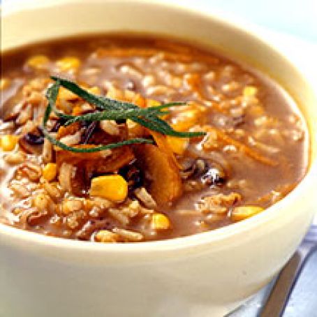 Wild Rice, Barley, Corn and Mushroom Soup