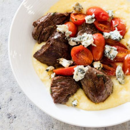 Rosemary Steak Tips with Gorgonzola Polenta