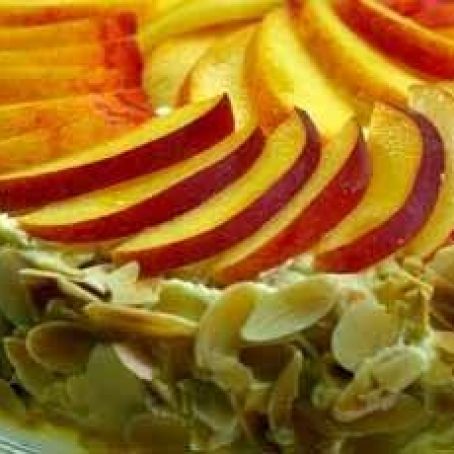 Almond Meringue Cake with Peaches