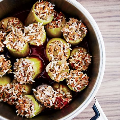 Rice-and-Meat-Stuffed Zucchini and Green Peppers