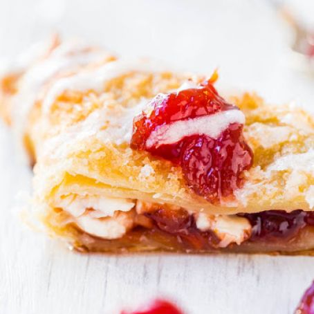 Cherry and Cream Cheese Turnovers with Vanilla Cream Cheese Glaze