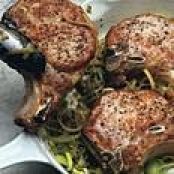 Pork Chops w/Leeks in Mustard Sauce