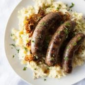 Bangers and Mash with Caramelized Onions