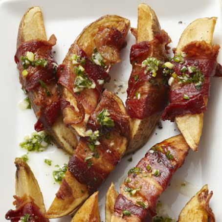 Sides (Bacon-Wrapped Potatoes with Honey-Scallion Sauce)