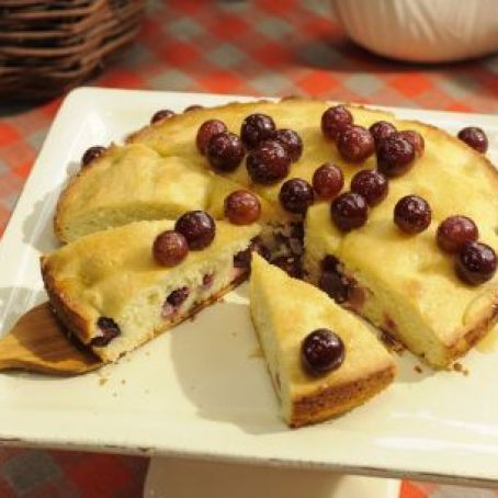 Olive Oil-Grape Cake with Honey-Ginger Glaze