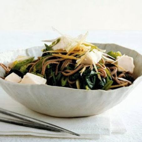 CHILLED SOBA w/TOFU & SUGAR SNAP PEAS