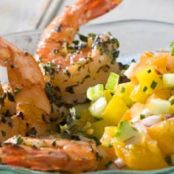Grilled Shrimp Cocktail with Yellow Gazpacho Salsa