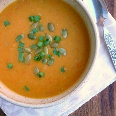 Coconut Curry Carrot & Pumpkin Soup