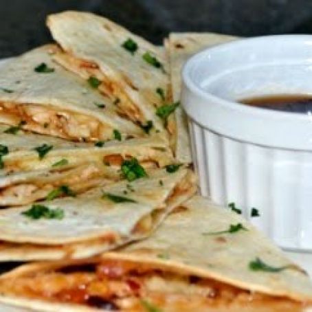Chipotle Peach BBQ Chicken Quesadillas