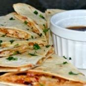 Chipotle Peach BBQ Chicken Quesadillas