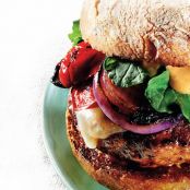 GRILLED TURKEY BURGERS w/CHEDDAR & AIOLI