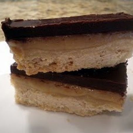 Shortbread Bars with Dulce de Leche Caramel and Chocolate Ganache