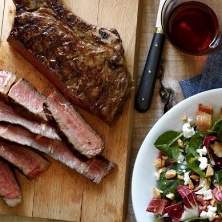 Grilled Ribeye With Spinach-Treviso Salad