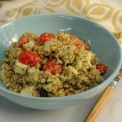 Pesto Farro with Chicken, Smoked Mozzarella and Tomatoes
