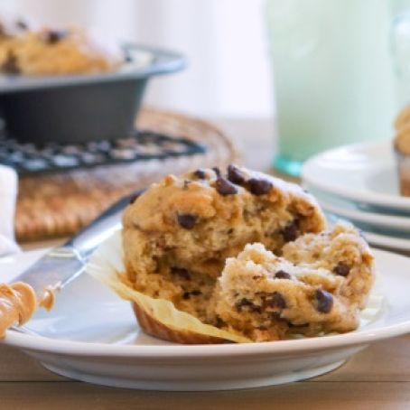 Peanut Butter Chocolate Chip Banana Muffins