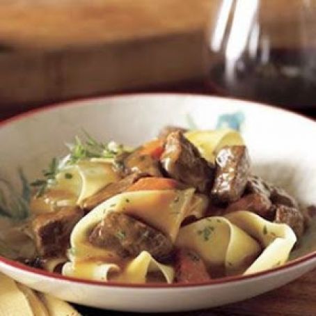 Beef Stew on Noodles