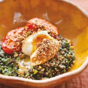 Roasted Tomatoes and Lentils With Dukka-Crumbed Eggs