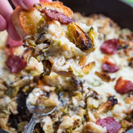 Hot Cheesy Roasted Brussels Sprout Dip