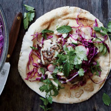 Spiced Lamb Patties with Nutty Garlic Sauce