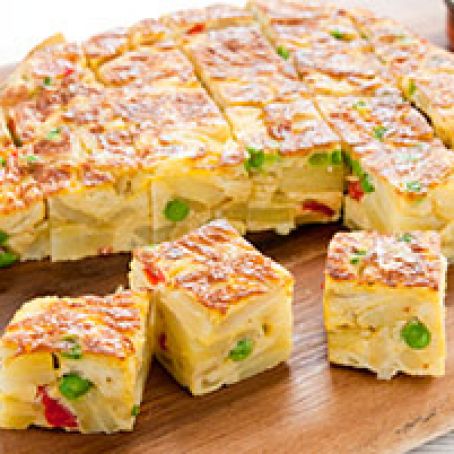 Spanish Tortilla w/Roasted Red Peppers and Peas