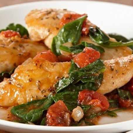 Herb Chicken Skillet with Spinach and Tomatoes