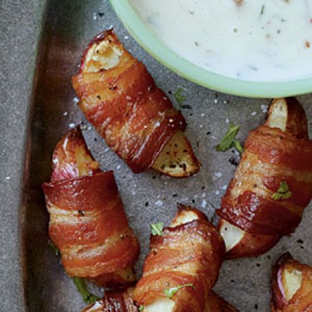 Bacon Wrapped Potatoes with Queso Blanco Dip